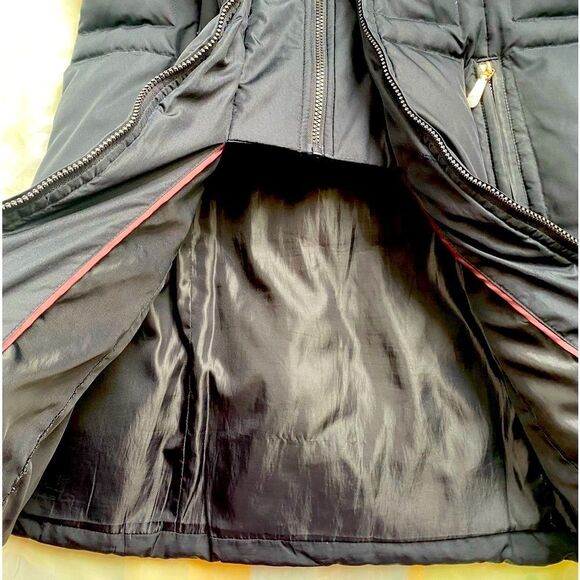 Vince Camuto Womens Puffer Down Hooded Coat Navy Blue Double Zip Pockets - Picture 14 of 16